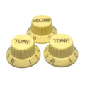 Plastic ST Guitar Knobs 2T1V Volume Tone Control Hat Caps Buttons Qme Yellow