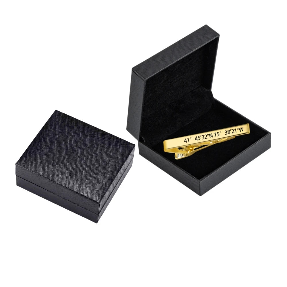 Jeshayuan Personalized Tie Clip Groomsmen Tie Bar Engraved Tie Clip Custom Tie Bar Name Tie Clip For Him Tie Clip Mens Qme gold with box China Mainland B01