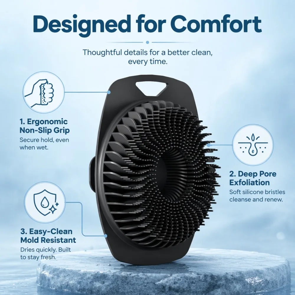 Soft Silicone Body Scrubber Sensitive Skin Non Slip Shower Brush Qme