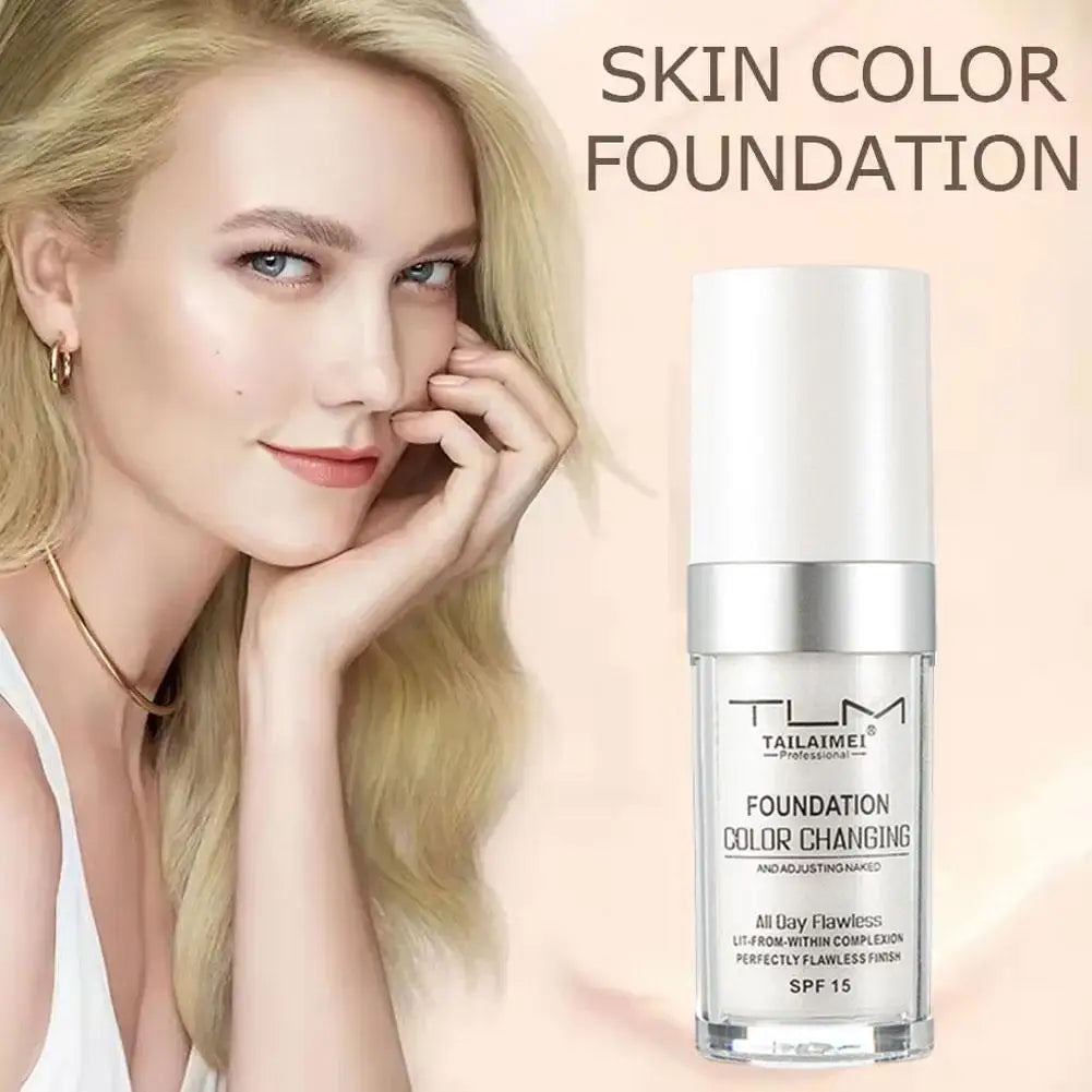 1/2/3PCs Color Changing Foundation, Temperature Liquid Foundation Naturally Blends Moisturizing Foundation Makeup Waterproof Qme
