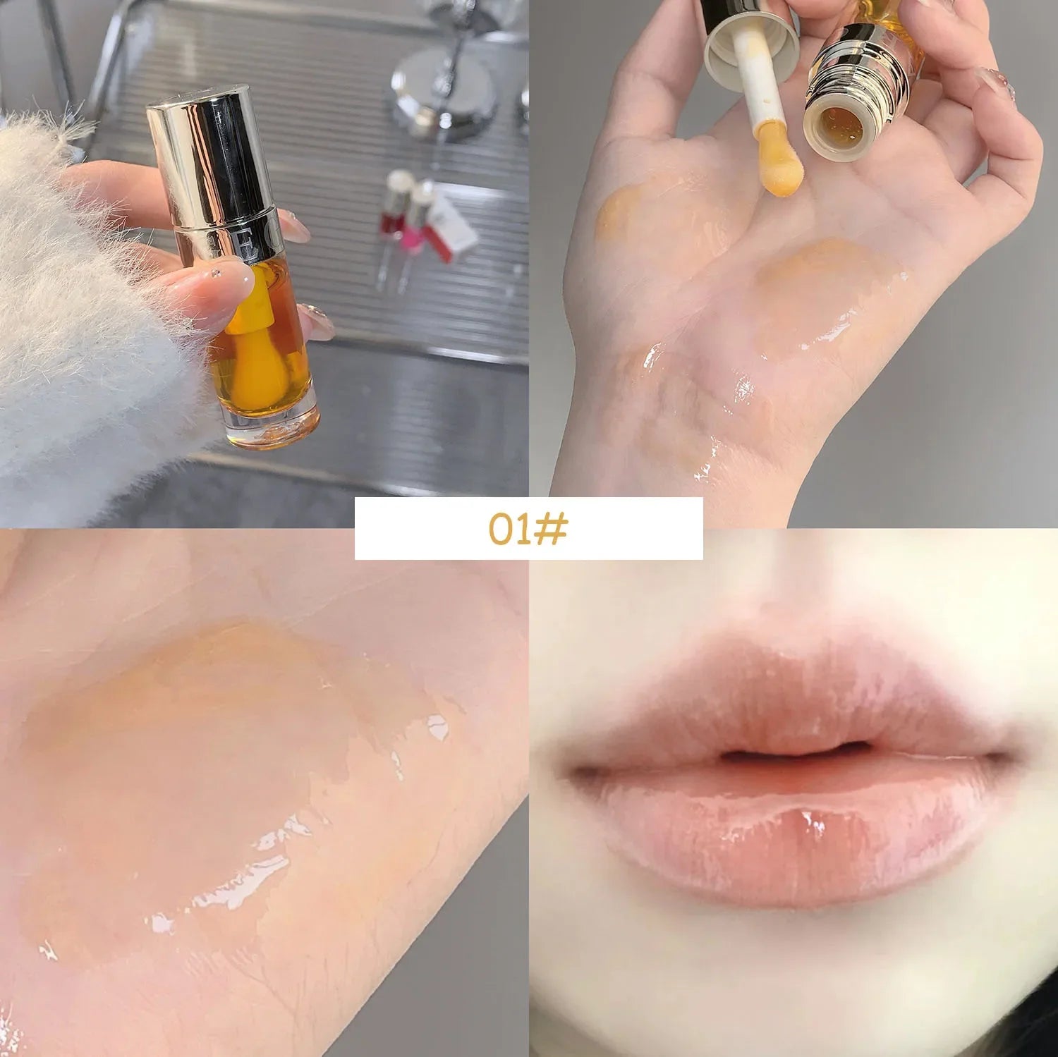 Strawberry Jelly Lip Oil Glossy Tint Glaze Lipstick Moisturize Liquid Fruit Jam Lip Beauty Treatment Transparent Hydrating Balm Qme 01