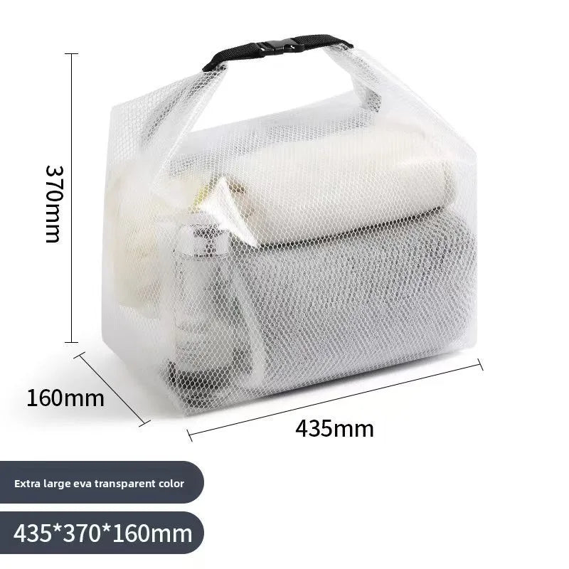 A Waterproof Storage Bag, Fitness Clothing Swimming Bathroom Large Capacity Drawstring, Men's And Women's Outdoor Toiletries Bag Qme Plus White
