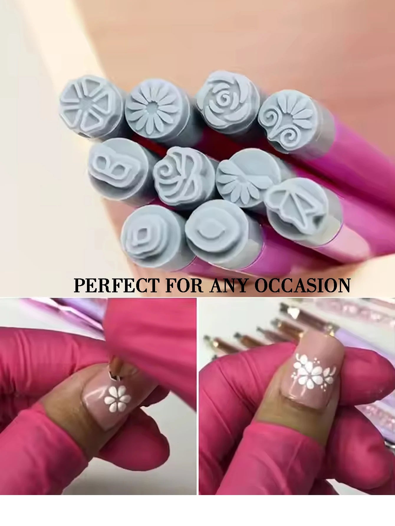 6 Nail Art Stamp Pen DIY Dotting Tools Women Girls Home Qme