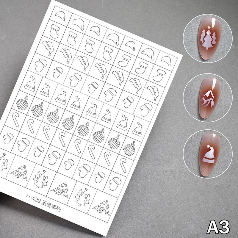 Airbrush Stencil Nails Winter Snowflake Snow Tree Christmas Decors Qme A3