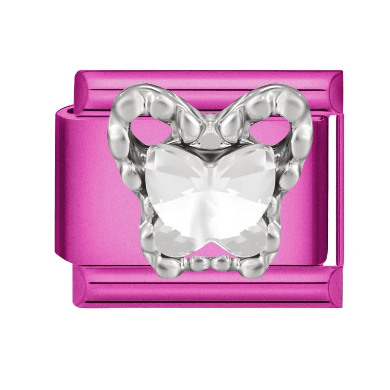 Y2K Rose Series Zircon Flower Butterfly Italian Charm Links Fit