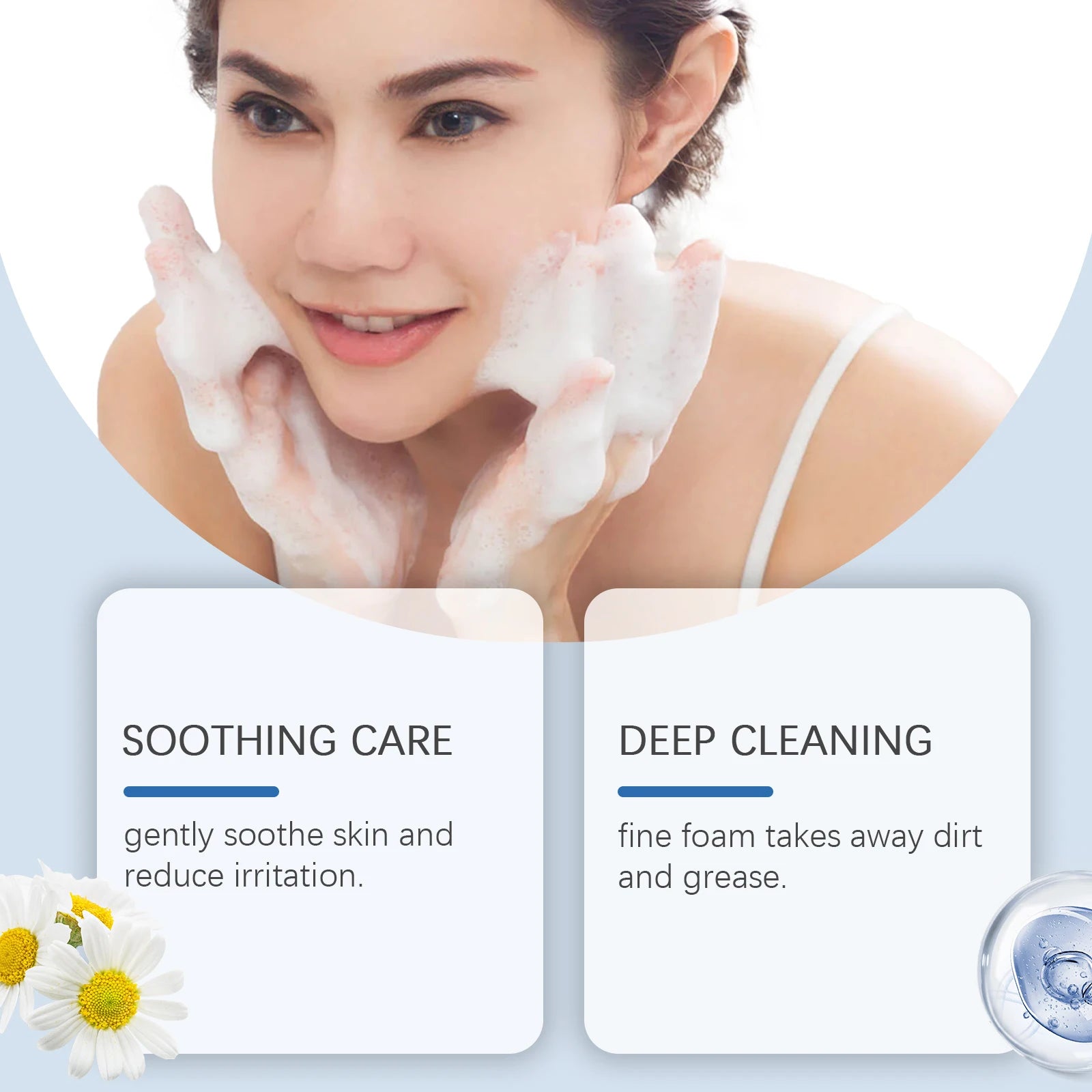 Hyaluronic Acid Cleansing Foam Gentle Moisturizing & Nourishing Oil Control Brightening Rejuvenation Face Wash Foam Face Cleanse Qme