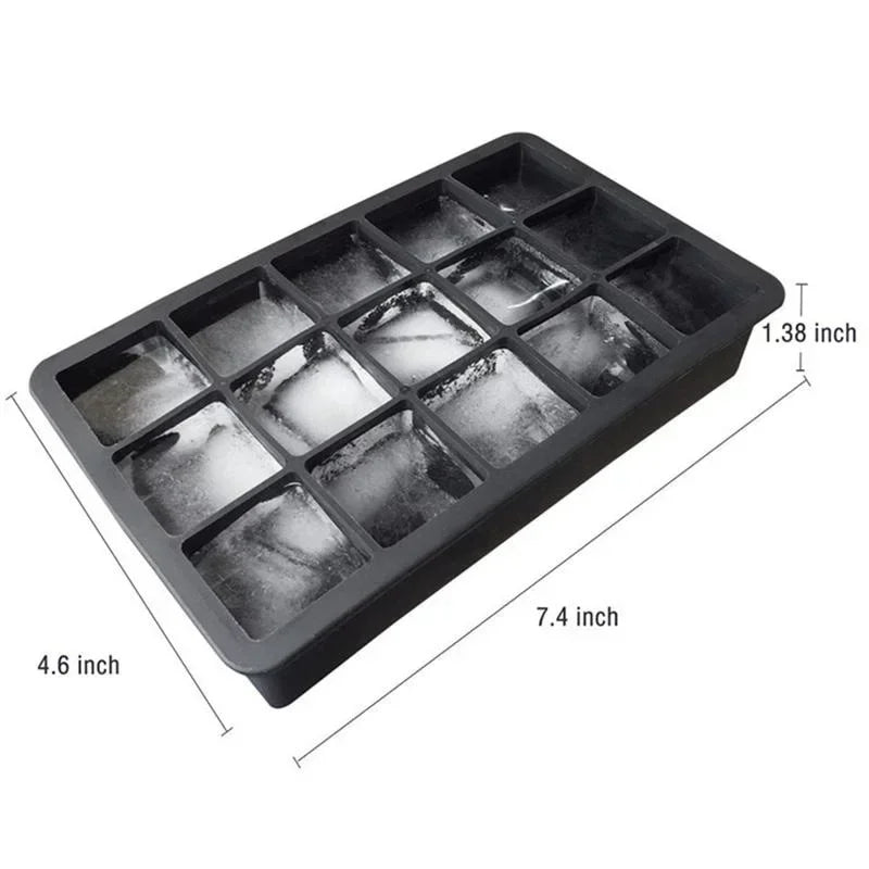 15 Grid Silicone Ice Cube Mold Big Tray Maker Non-toxic Durable Bar Qme