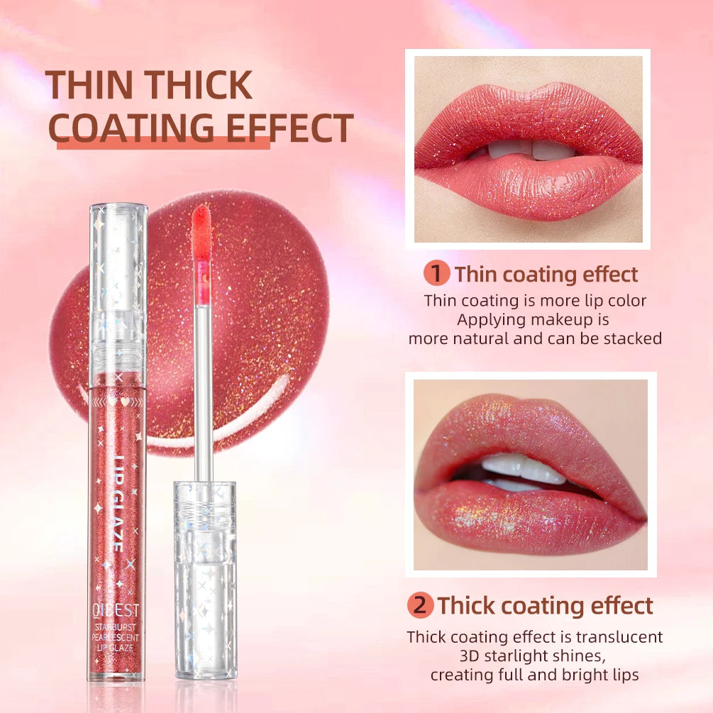 QIBEST 9Pcs/Sets Glitter Lip Glaze Liquid Lipstick Set Shine Lip Gloss Gift Box Natural Moisturizer Waterproof Lips Makeup Qme