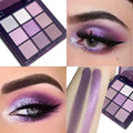 Purple Eyeshadow Palette -9 natural and shimmery finish colors for a long-lasting smoky eye makeup Qme A