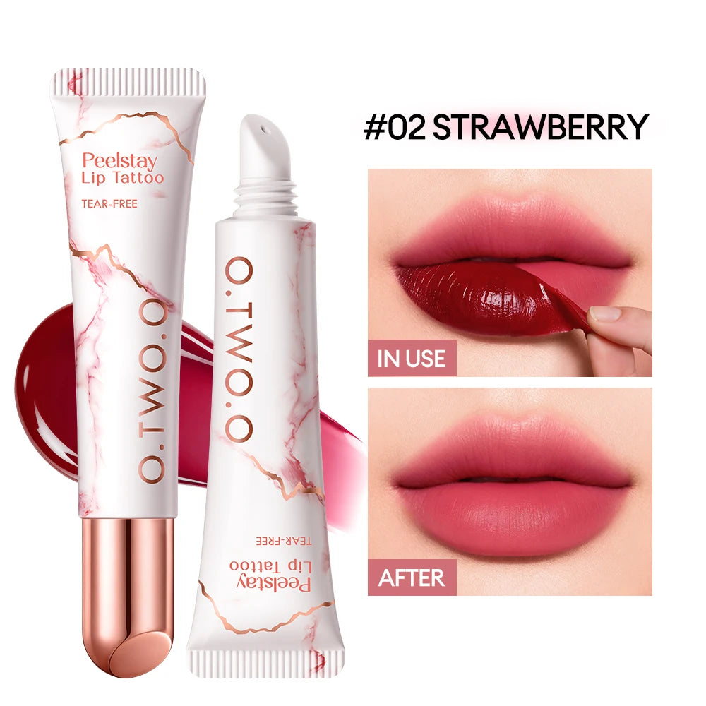 O TWO Peel-off Lip Stain Lipstick 48H Color-lock Highly Pigmented Qme 02 Strawberry China Mainland
