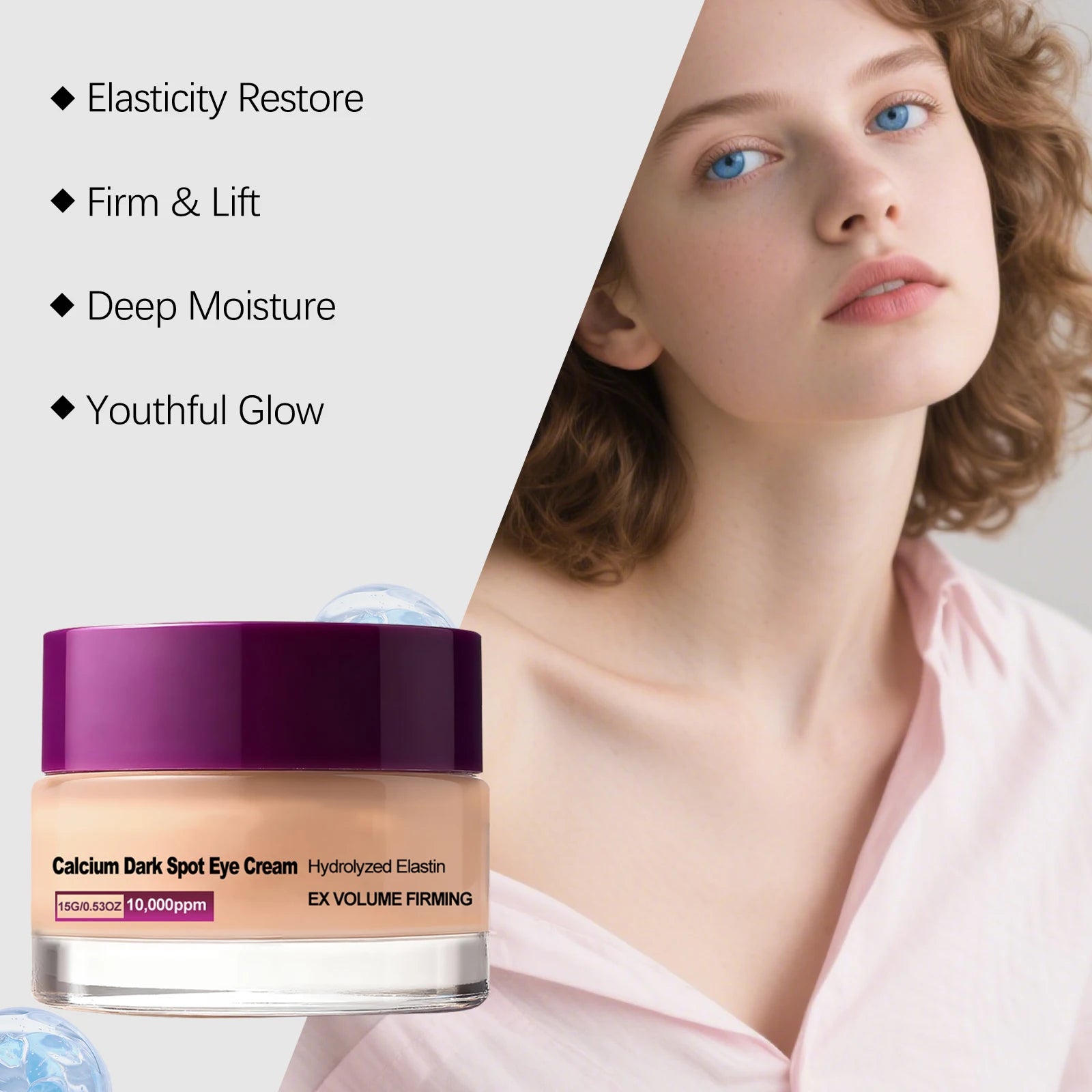 Calcium Dark Spot Eye Cream Collagen Boosting Wrinkle Smoothing Anti-Aging Firming Eye Cream for Wrinkles Puffiness Hydrating Qme