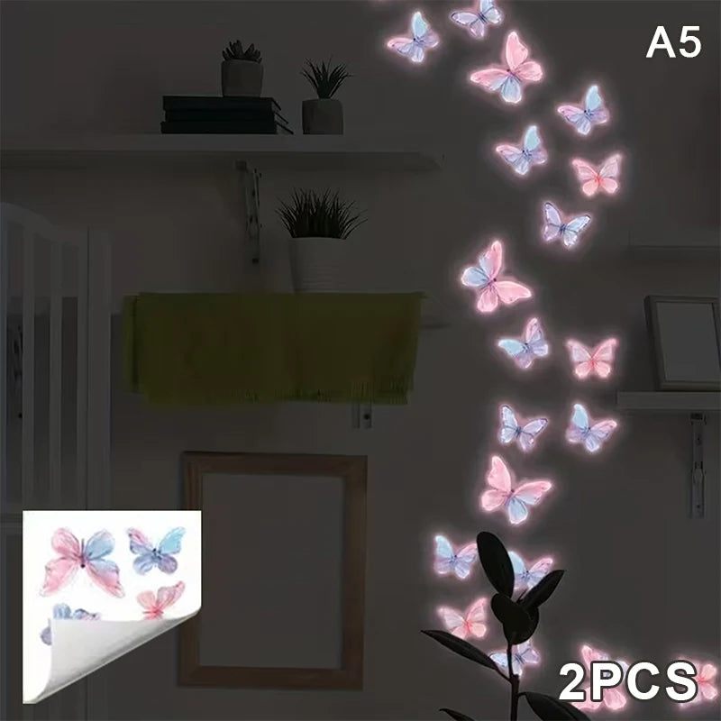 Living Room Bedroom Removable PVC Decals Home Decor Glow-in-the-dark Qme A5