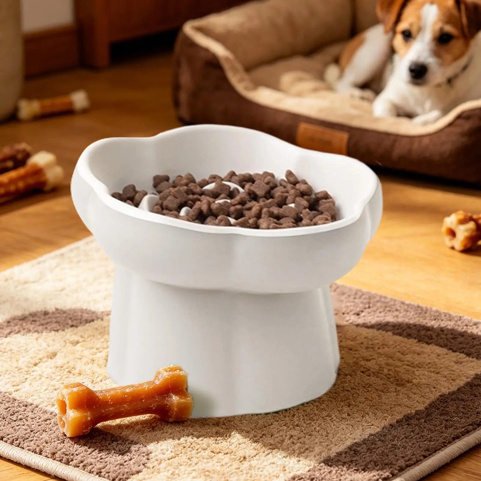 Slow Eating Cat Bowl Elevated Pet Licking Puzzle Bowl Anti-Slip Puppy Slow Feeder for Indoor Home Kitchen Living Room Balcony Qme