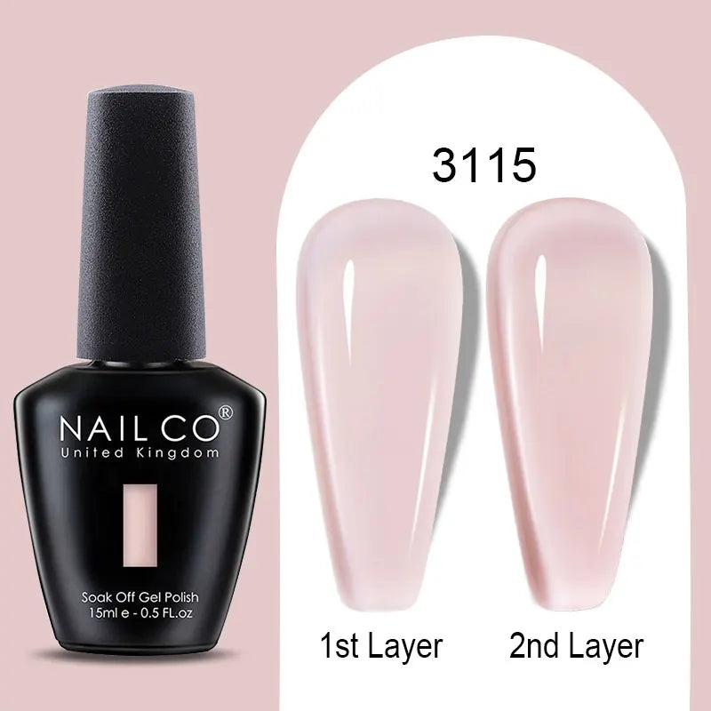 NAILCO Rubber Base Gel Polish Milky Pink Jelly White Beige 6Colors