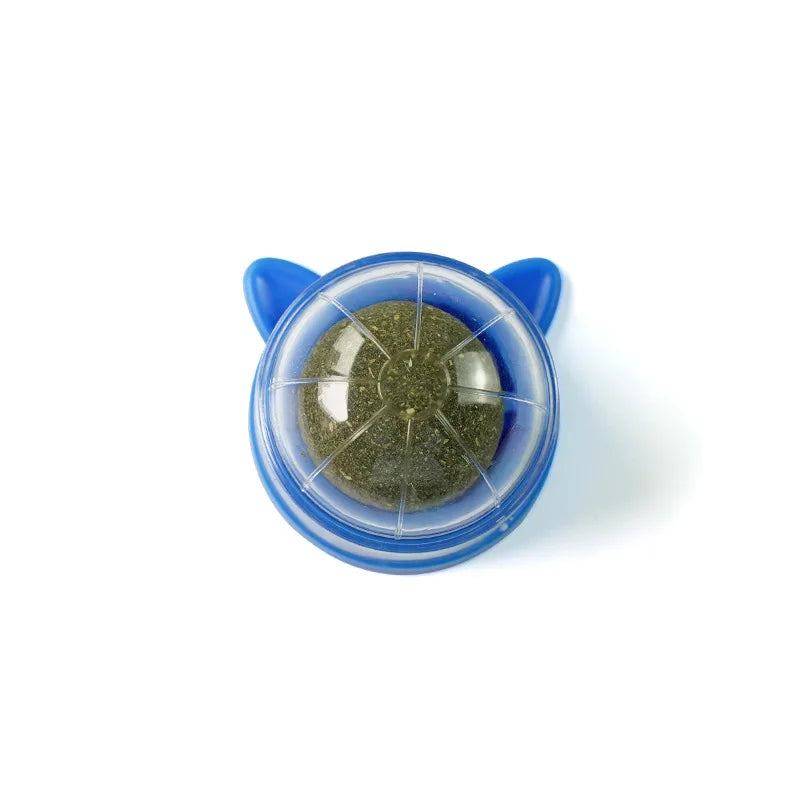 Rotating Catnip Ball Cat Shaped Pet Grinding Toy Interactive Licking Cats Scratch Ready To Eat Toy Ball Pet Supplies Wholesale Qme Blue