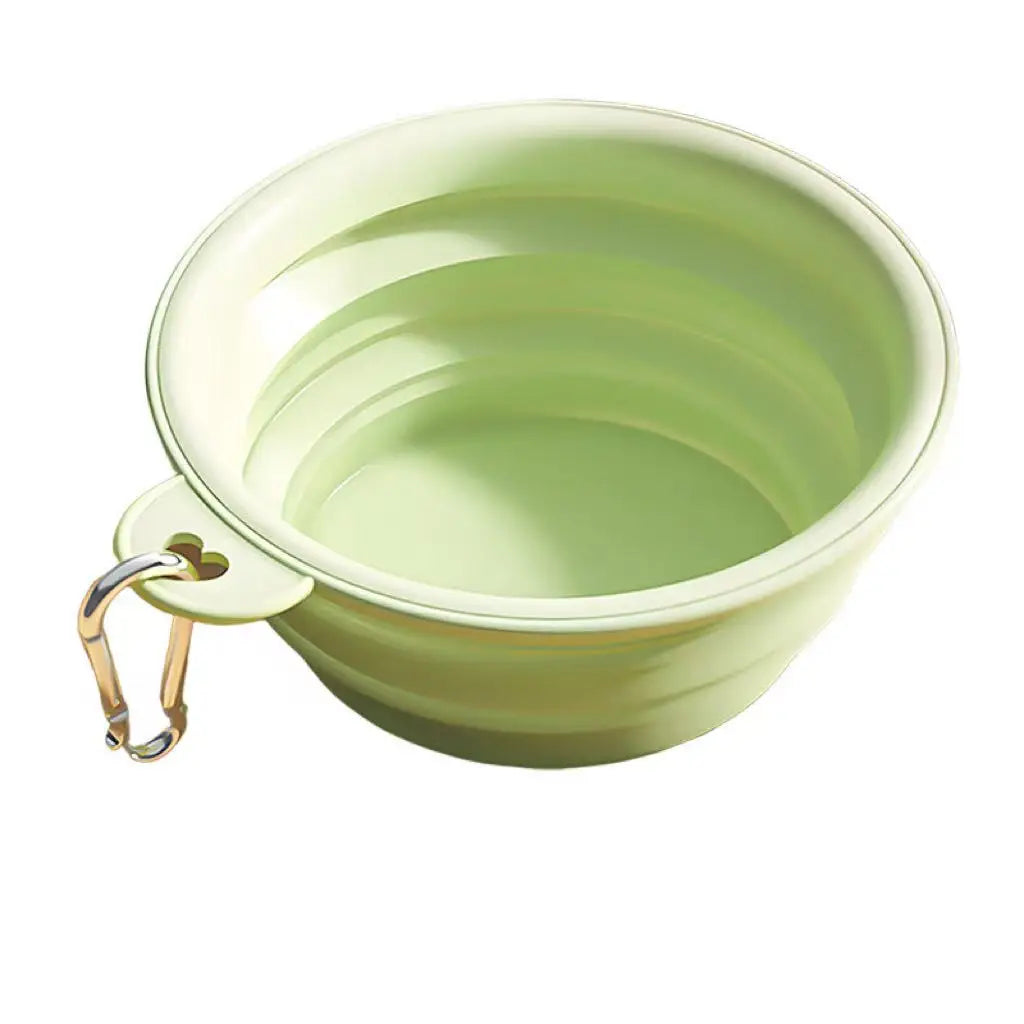 Compact Foldable Silicone Pet Dish Flexible Dog Cat Feeding Bowl Clip Qme green M