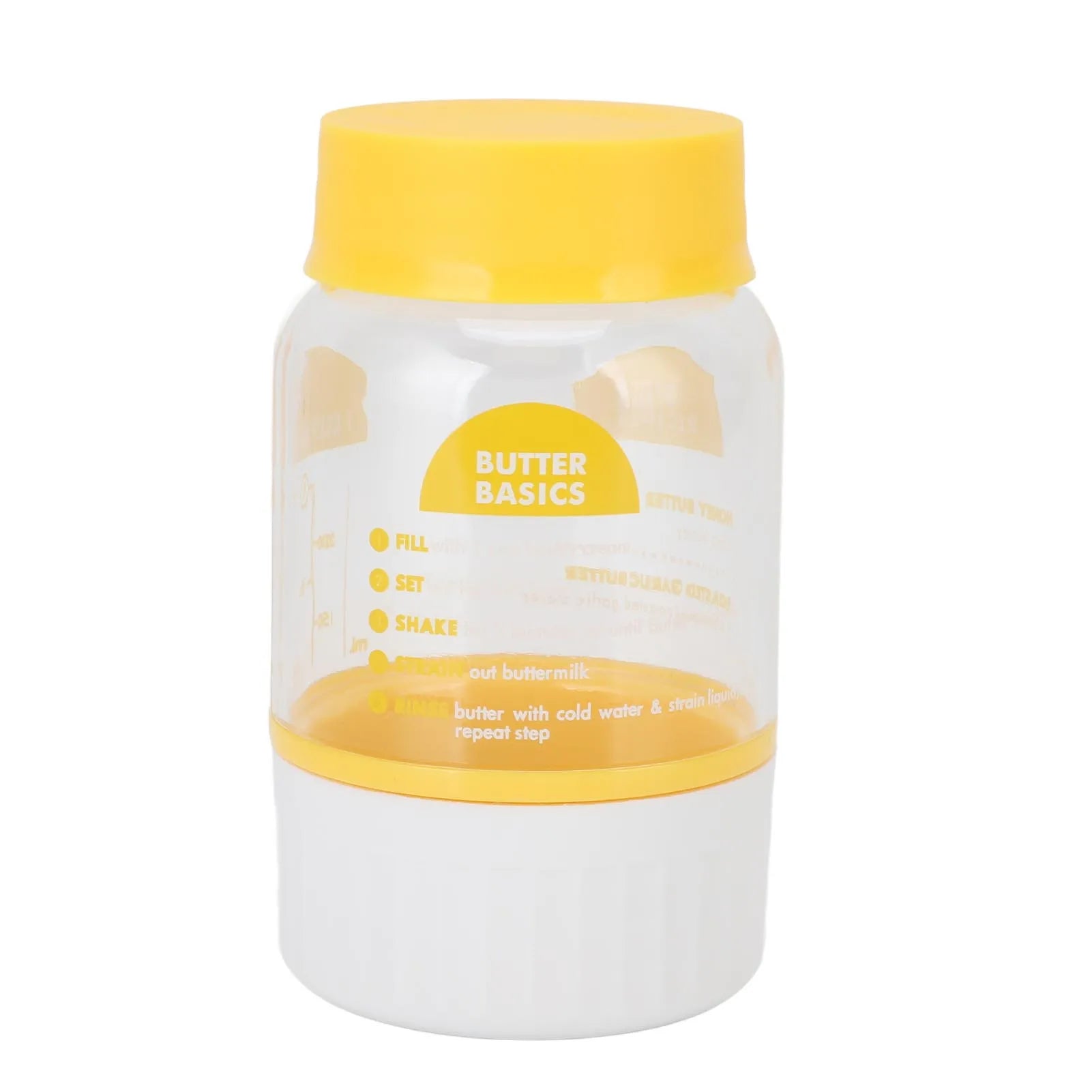 Butter Making Bottle Multifunctional DIY Neat Collection Homemade Plastic Butter Maker Cup Dishwasher Safe for Kitchen Qme YELLOW