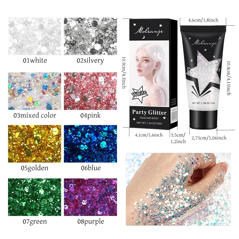 Multi-colored Glitter Waterproof Sweat-resistant Suitable Makeup Qme