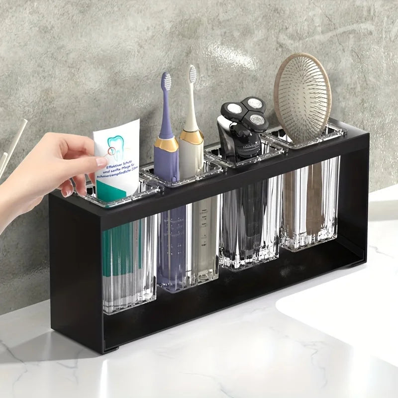 Fashionable multi-functional bathroom storage device with drainage function - electric toothbrush and toothpaste holder Qme