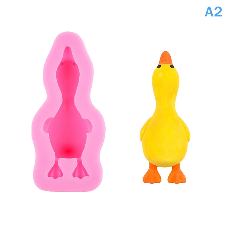 3D Cute Duck Form Silicone Mold DIY Scented Candle Plaster Soap Polymer Clay Resin Mould Handmade Baking Chocolate Cake Mold Qme A2