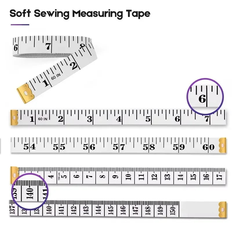 150cm/60" Body Measuring Ruler Sewing Tailor Tape Measure Centimeter Meter Sewing Measuring Tape Soft Qme