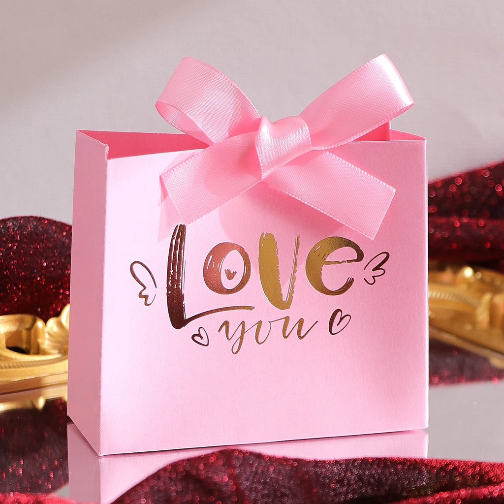 Set of 10 Elegant Mini Gift Boxes - “Love” Design for Candies, Chocolates and Small Gifts - Perfect for Weddings, Bridal Showers Qme 10.Pcs-Pink Other Other