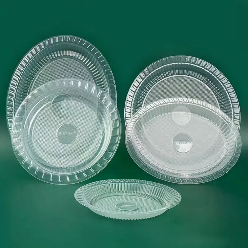 50PCS Disposable Circular Fruit Plates Transparent Plastic Snack Plates Plates Multifunctional Food Home Kitchens Party Supplies Qme