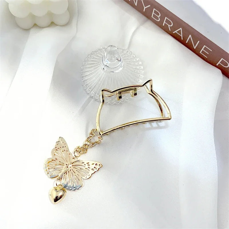 New Hollow Out Butterfly Tassel Hair Pins for Women Girl Beauty Vintage Metal Golden Clips Jewelry Accessories Styling Tools Qme