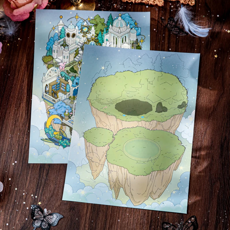 Angel & Demon Island Extra Large Scene Stickers, Fantasy Stress-Relief Stickers, Perfect Leisure Essentials for DIY Craft Lovers Qme