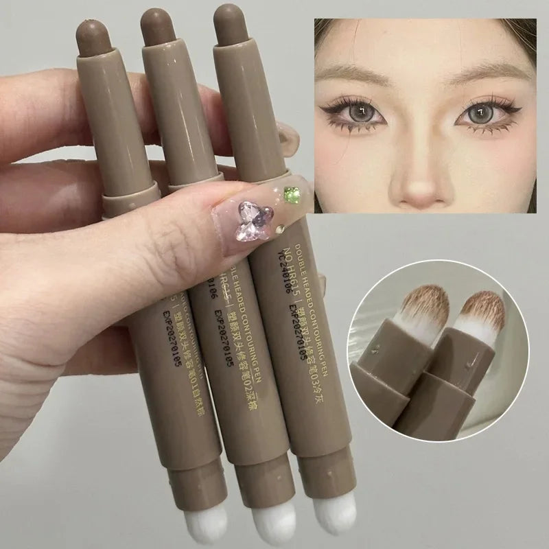 Nose Shadow Bronzers Contouring Makeup Pen Natural Grey Brown Three-dimensional Face Matte Shadow Stick Cream Contour With Brush Qme