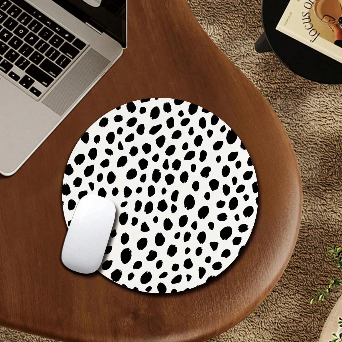 1 Leopard Print Animal Cartoon Mouse Pad Circular Office Desk Anti Qme WHITE