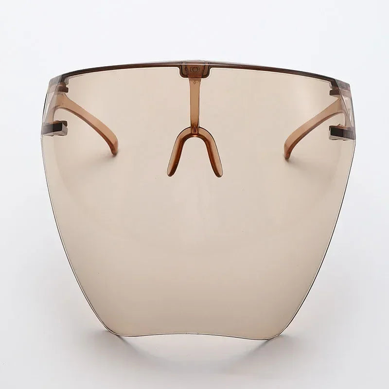 2pcs Protective Faceshield Glasses Sunglasses Transparent Anti-fog Anti-splash Protective Mask Full Face Covered Safety Qme Brown