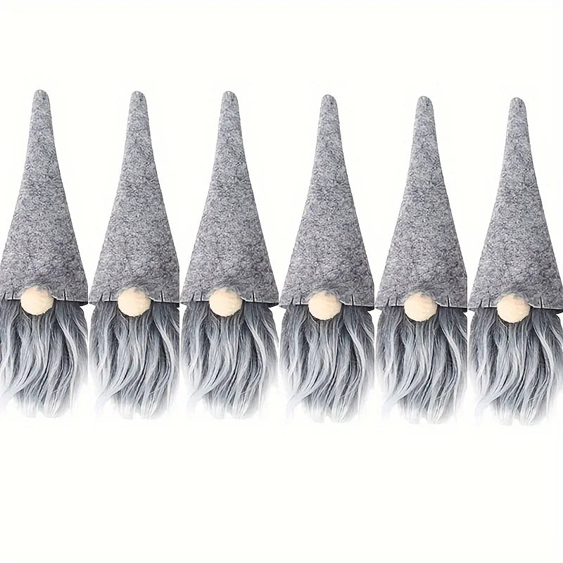 6 Home Christmas Elf Dwarfs Faceless Doll Wine Bottle Covers Qme Light Grey