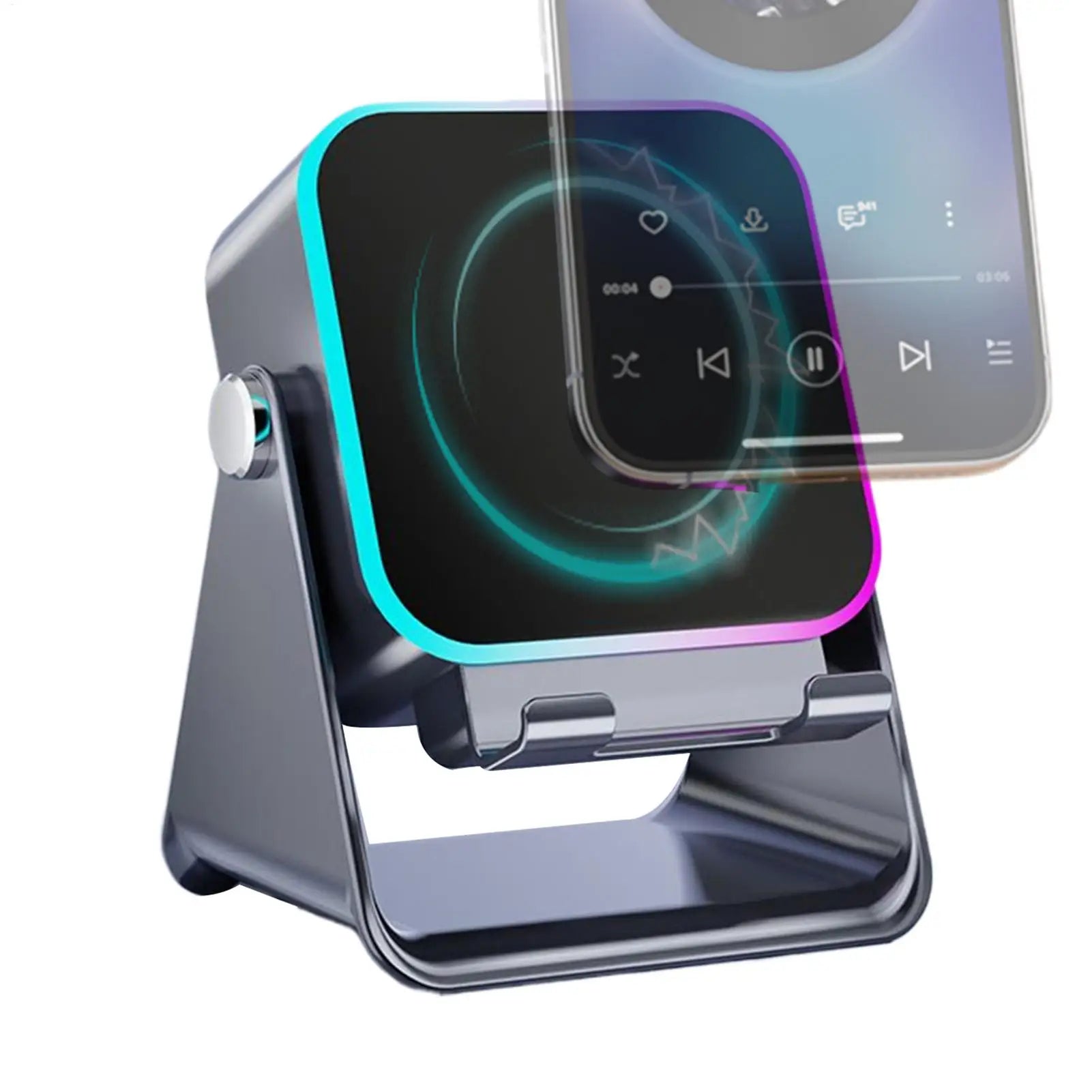 Induction Speaker For Cell Phone Audio Station Foldable with Light Phone Speaker Stand 10W for Home Office Travel Christmas Qme