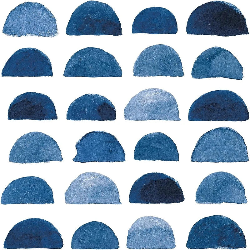 KALYNN Peel Stick Wallpaper Blue White Watercolor Scallop Pattern Qme