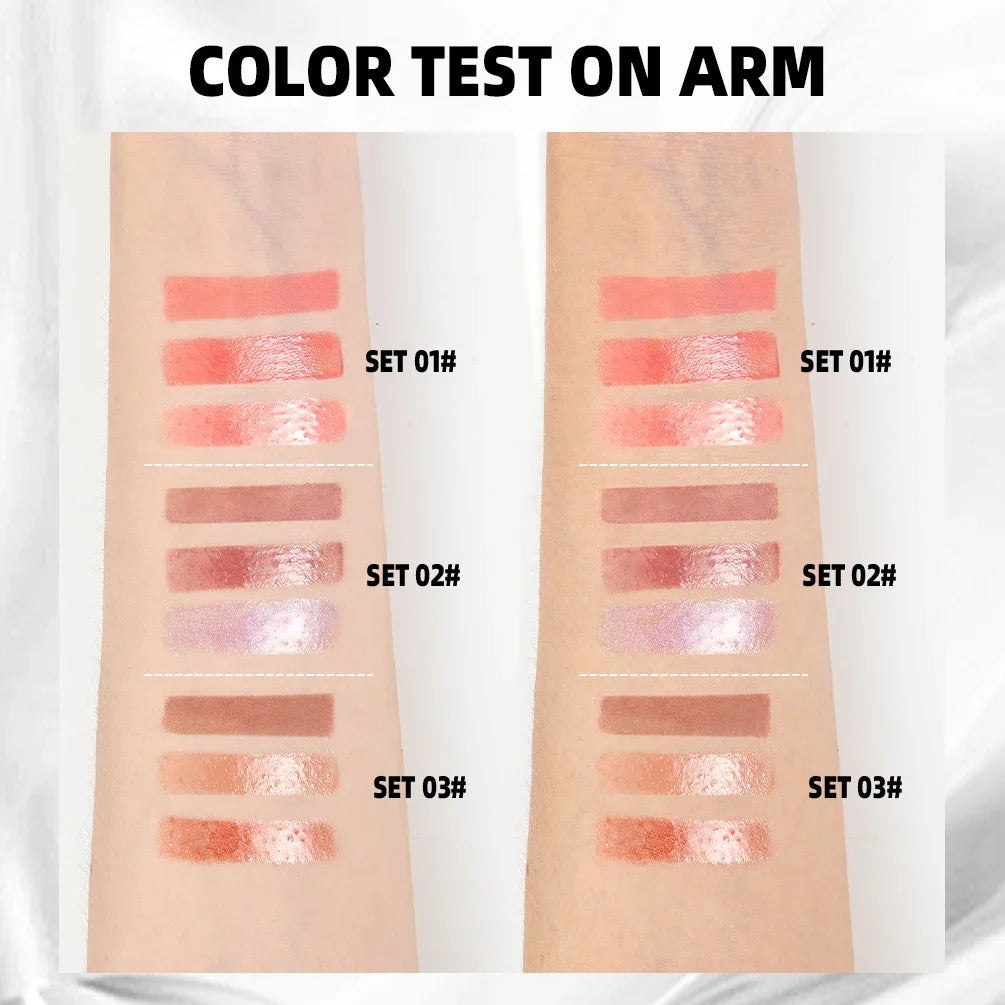 QIBEST Multifunctional Makeup Kits Include Tear Off Lip Stain,Mirror Lip Glaze,Shimmer Lip Oil Gloss Lasting Lip Cosmetics Sets Qme