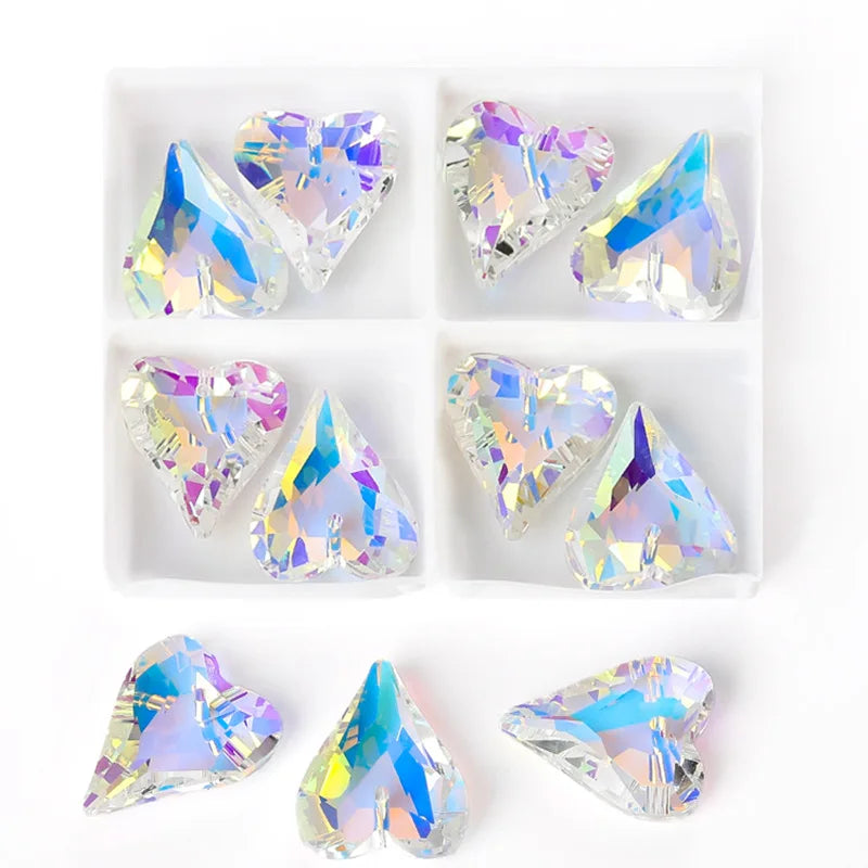 AB Color Shiny Crystal Charms Pendants Loose Beads for Necklace Bracelet Earring DIY Crafting Jewelry Accessory Making Supplies Qme 21x27mm-8pcs