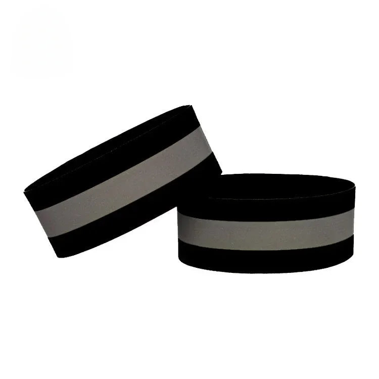 Outdoor Sports Night Running Cycling Jogging Elasticated Reflective Safety Arm Band Wristband Warning Reflector Tape Qme black 4x35CM 10pcs