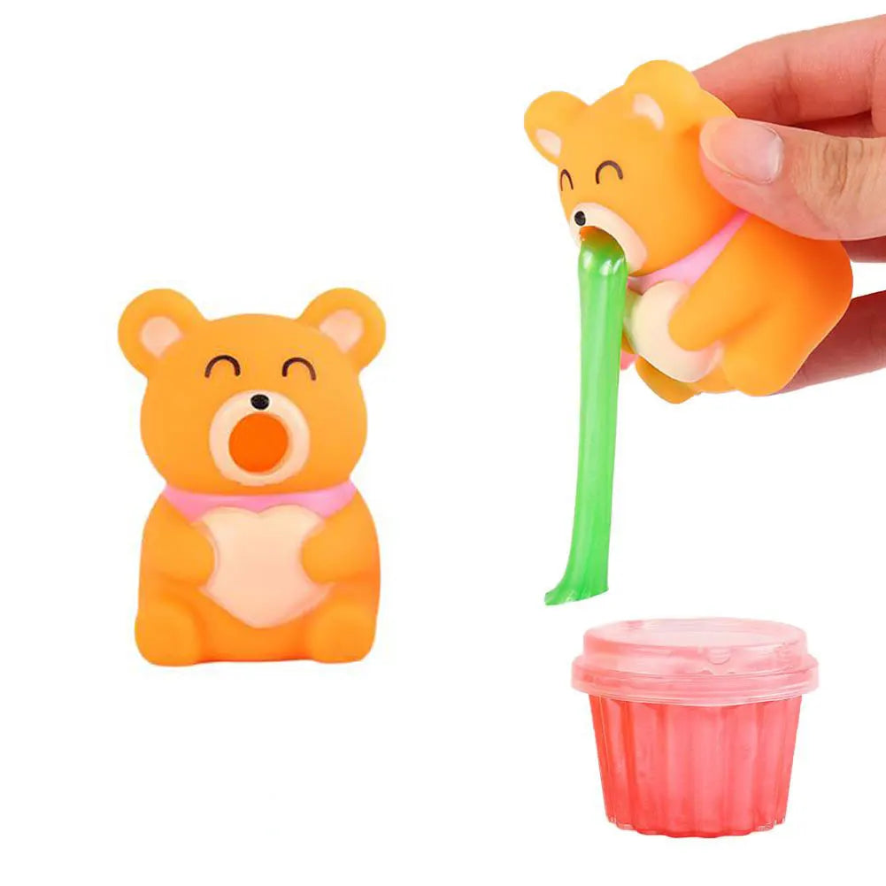 Animal Slime Squeeze Toy Puking Sucking Stress Relief Reusable Qme E Orange bear