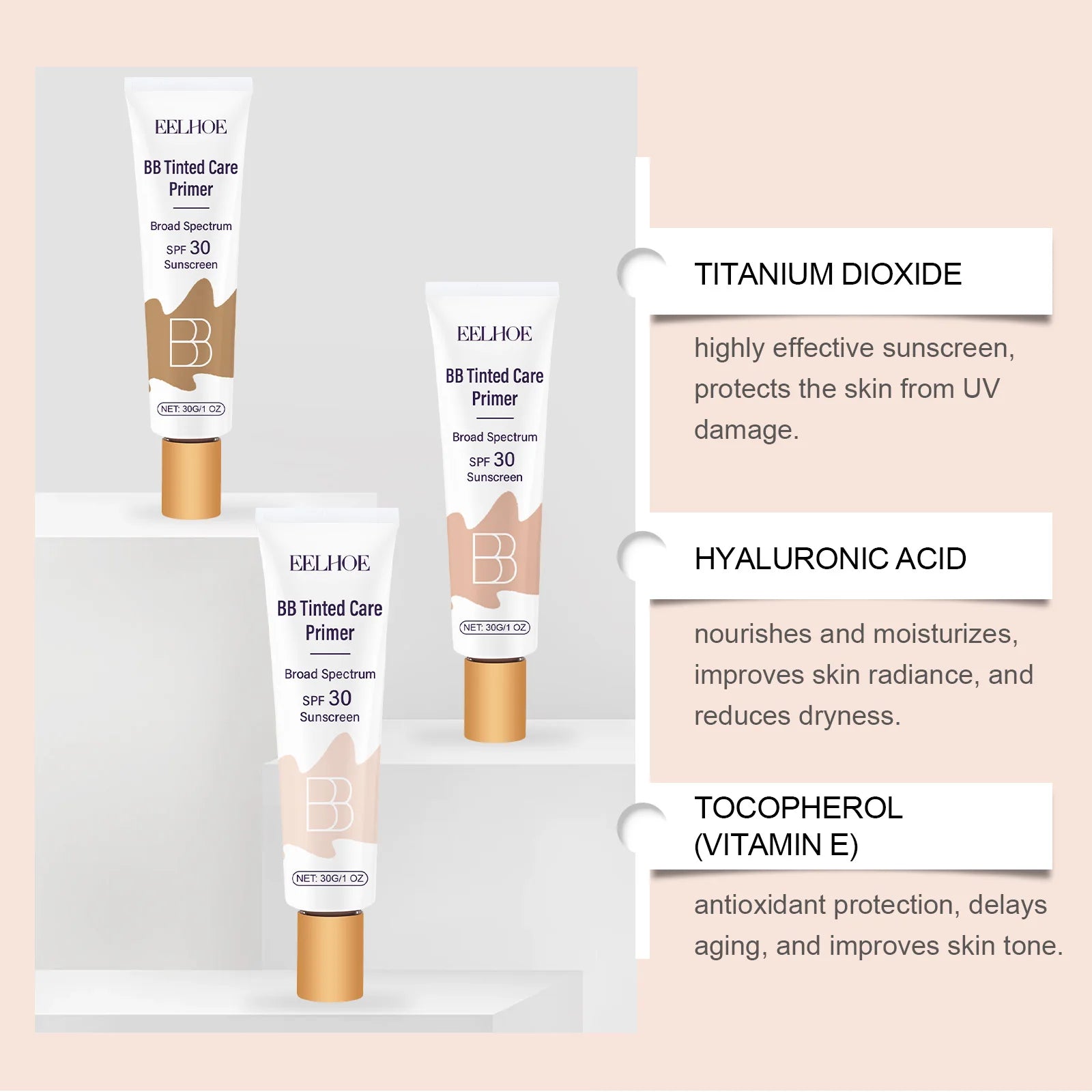 Protective BB Cream - Coverage for Facial Blemishes, Moisturizing, Daily Protection Tinted Moisturizer Light Qme