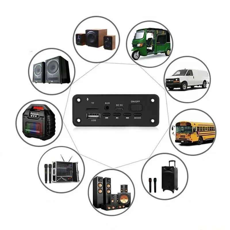 5V Bluetooth MP3/WMA/WAV Decoder Board Audio Module 2*3W Amplifier Wireless USB SD TF Radio AUX FM MP3 Player Module Qme Default Title