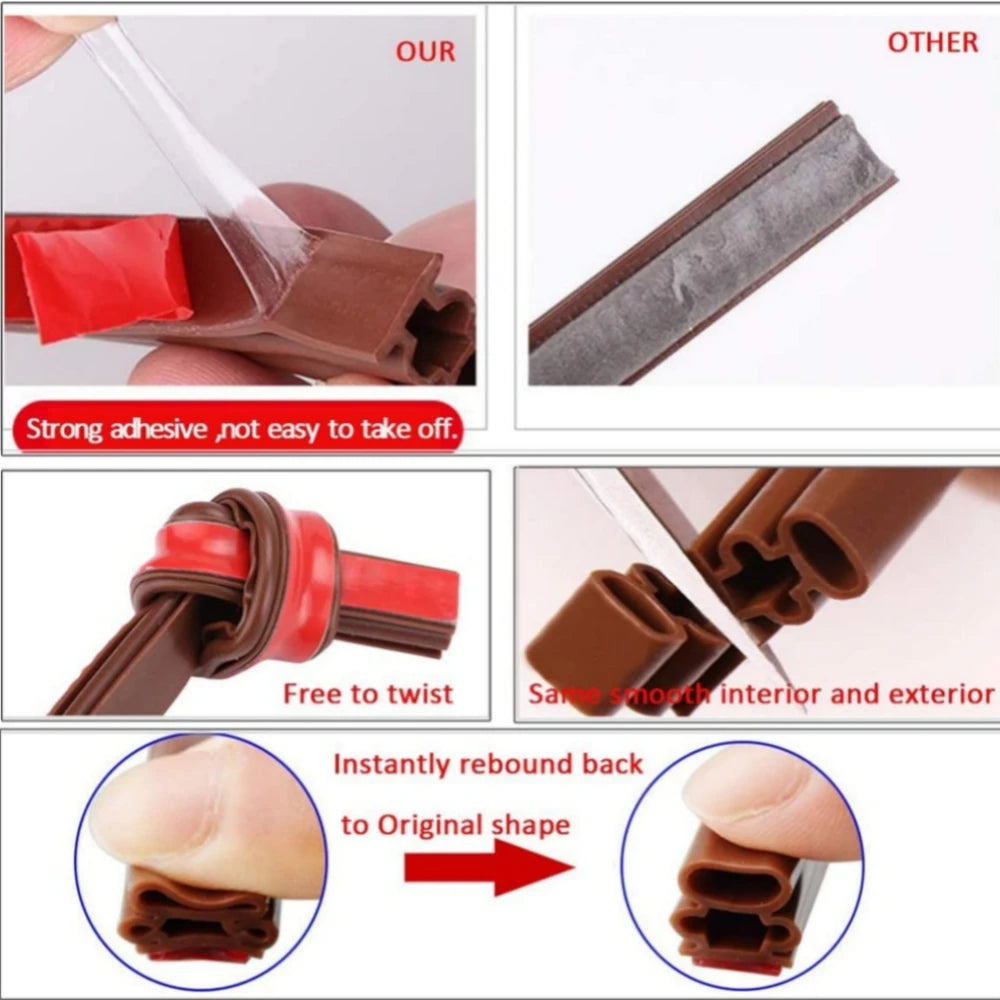 6M Silicone Self-adhesive Sealing Strip Insulation Soundproof Door Stop Window Gap Sealing Moisture-proof Strong Adhesive Tape Qme