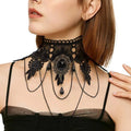 Punk Style Black Neck Strap Court Gothic Girl Necklace Fashinable Lace Collarbone Chain Collar Party Cosplay Accessories Qme Black
