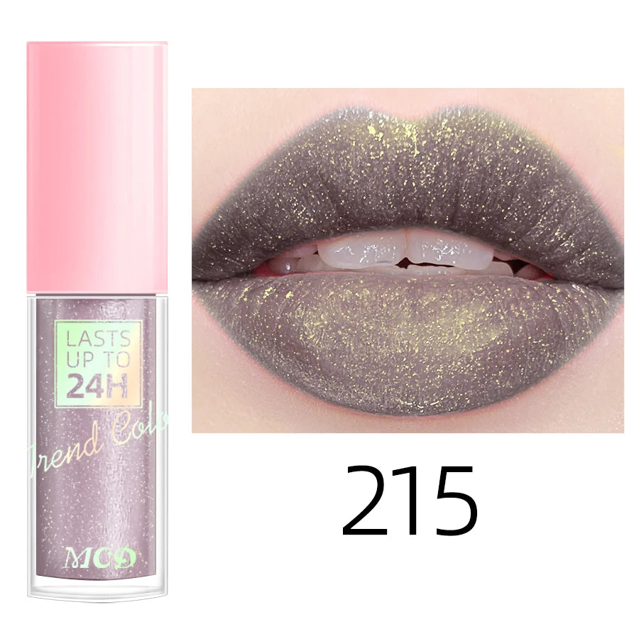 18 Colors Glitter Lip Glaze Long Lasting Gloss Waterproof Liquid Qme 215
