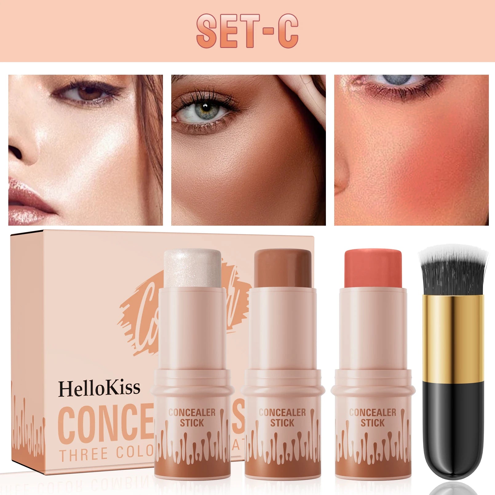 Contour Stick Set Natural Matte Finish Highlighters Shadow Waterproof Contouring Wand V-face Shaping Contour Pen Face Makeup Qme 9507C-020English