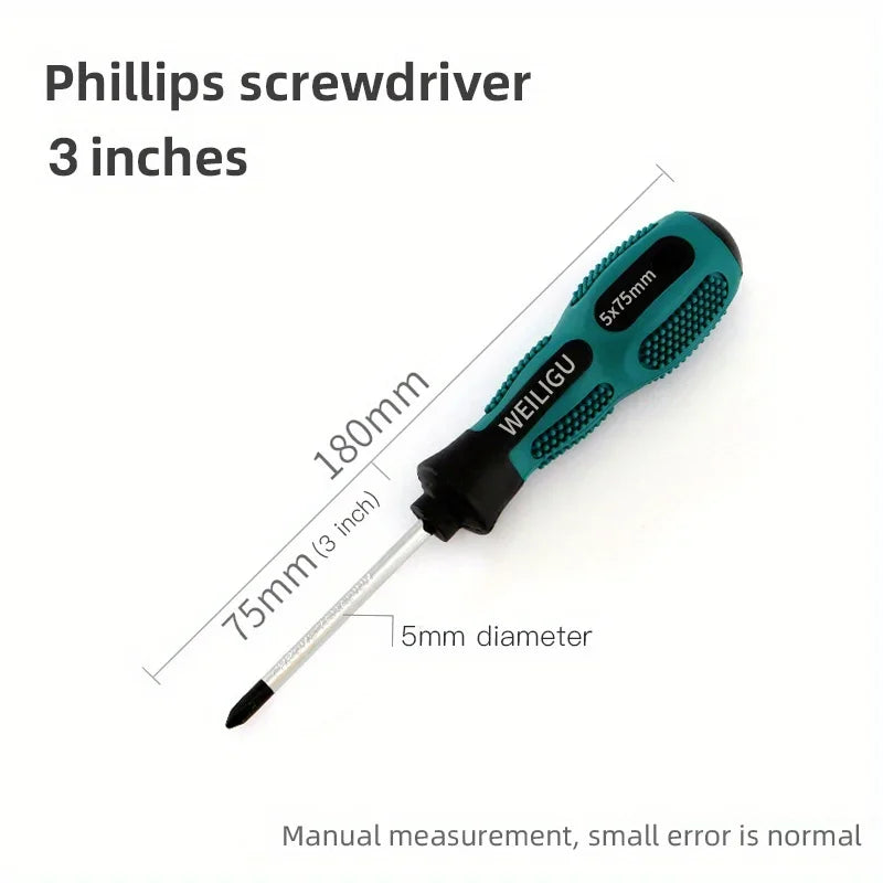 Magnetic Screwdriver Slotted/Flat Head And 3mm-6mm Phillips Tips Screwdriver Non-Slip For Repair Improvement Craf Length 3 "- 4" Qme