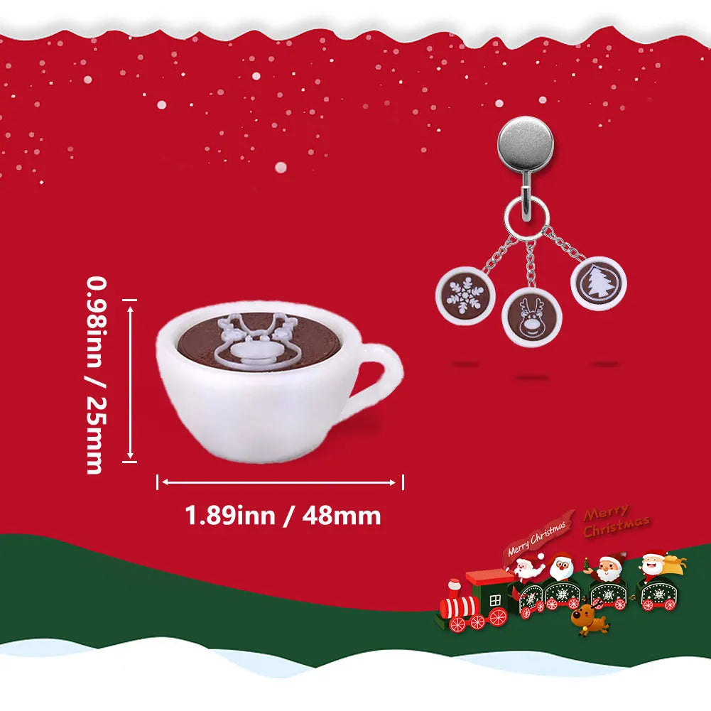 Christmas Coffee Cup Keychain Cute Charms Glow Dark White Parts Gifts Qme