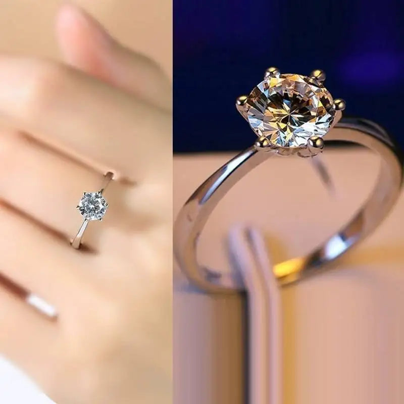 Couple gift fine 925 Sterling Silver moissanite Rings for women crystal adjustable size Fashion party engagement wedding Jewelry Qme