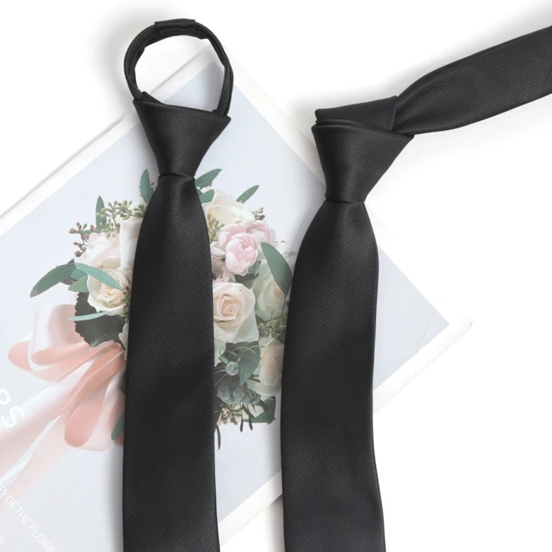Black Colors Zipper Tie Handmade Necktie Skinny Men Ties Man Women Qme