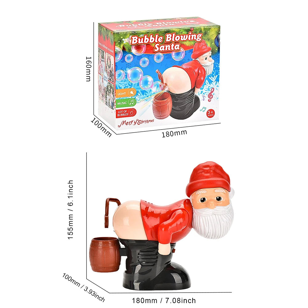 Christmas Santa Claus Bubble Blower with Music & Light Gnomes Farting Bubble Xmas Gift for Boys Girls(No Bubble Solution) Qme